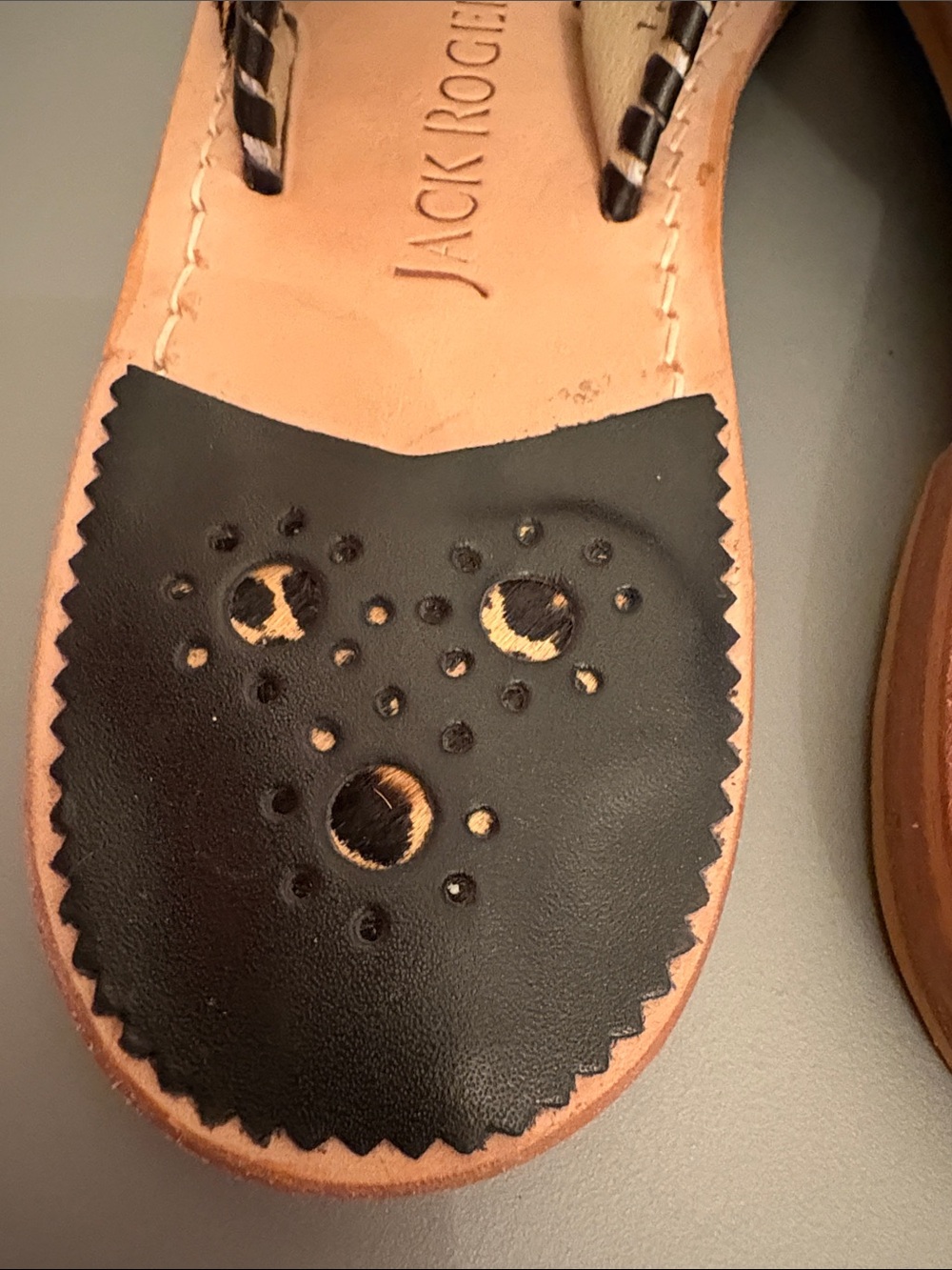 Jack Rogers Leopard-Print Thong Sandals in Tan and Black - Picture 6 of 12